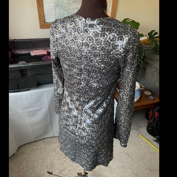 Slight A Line, Long Sleeve Sequin Dress, like new, very flattering! - Picture 4 of 8